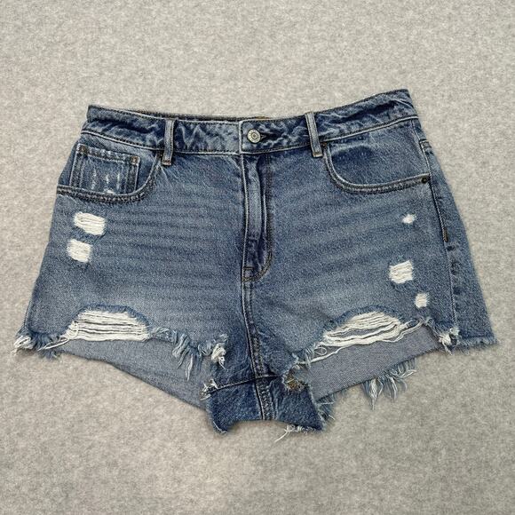 Pacsun Jean Shorts WMNS 29 High Rise Festival Cut-Off Distressed Raw Hem Denim - Picture 1 of 10